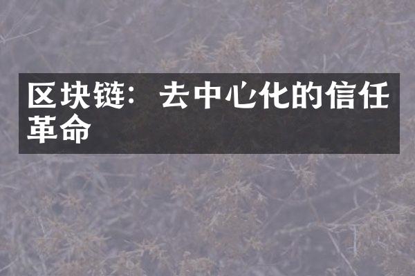 区块链：去中心化的信任革命