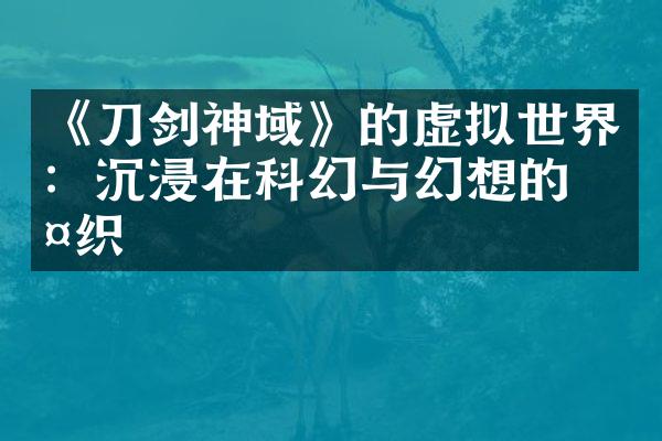 《刀剑神域》的虚拟世界：沉浸在科幻与幻想的交织