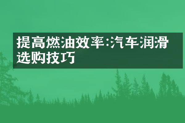 提高燃油效率:汽车润滑油选购技巧