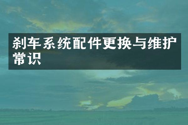 刹车系统配件更换与维护常识
