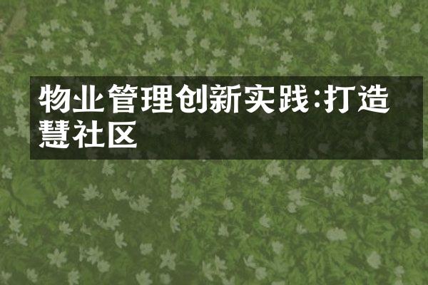 物业管理创新实践:打造智慧社区