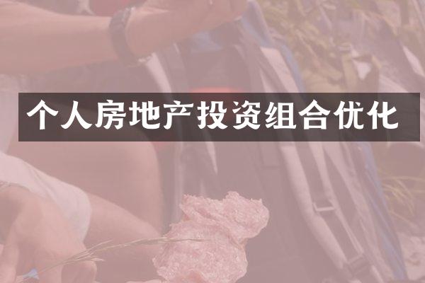 个人房地产投资组合优化