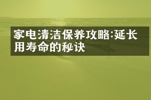 家电清洁保养攻略:延长使用寿命的秘诀