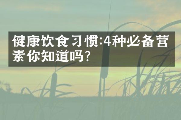 健康饮食习惯:4种必备营养素你知道吗?
