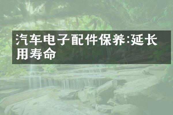 汽车电子配件保养:延长使用寿命