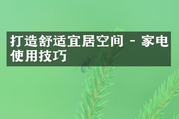 打造舒适宜居空间 - 家电使用技巧