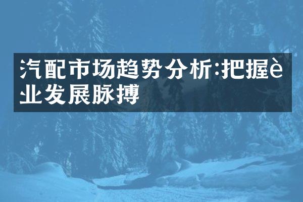 汽配市场趋势分析:把握行业发展脉搏