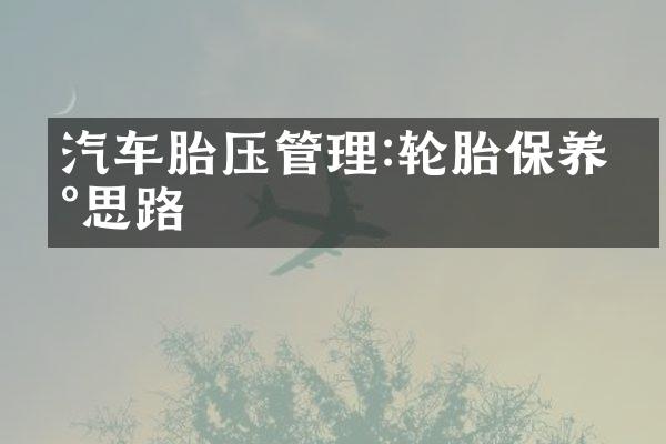 汽车胎压管理:轮胎保养新思路