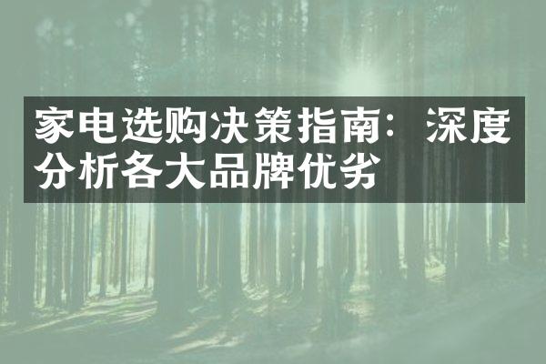 家电选购决策指南：深度分析各大品牌优劣