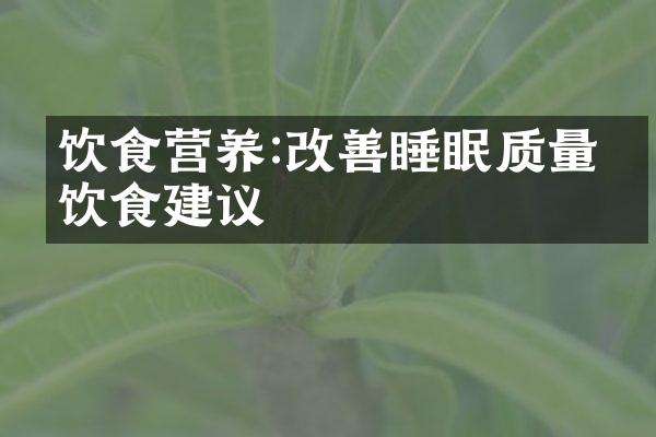 饮食营养:改善睡眠质量的饮食建议