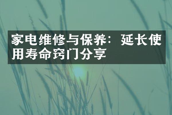 家电维修与保养：延长使用寿命窍门分享