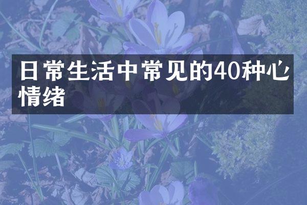 日常生活中常见的40种心理情绪