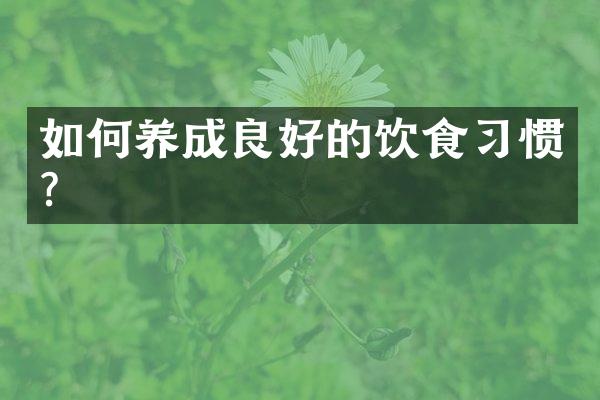 如何养成良好的饮食习惯？