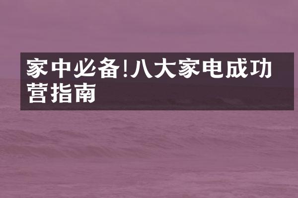 家中必备!八大家电成功经营指南
