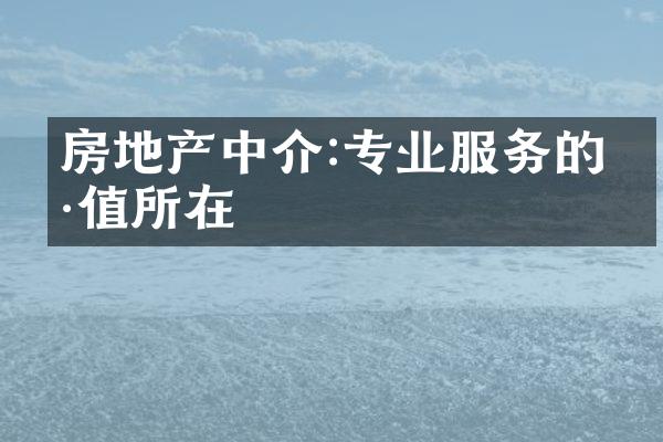 房地产中介:专业服务的价值所在