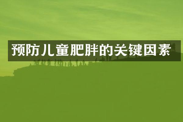预防儿童肥胖的关键因素