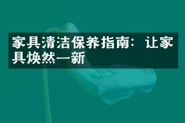 家具清洁保养指南：让家具焕然一新