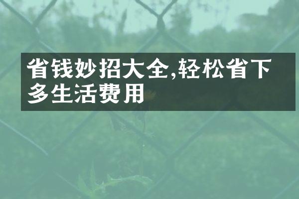 省钱妙招大全,轻松省下更多生活费用