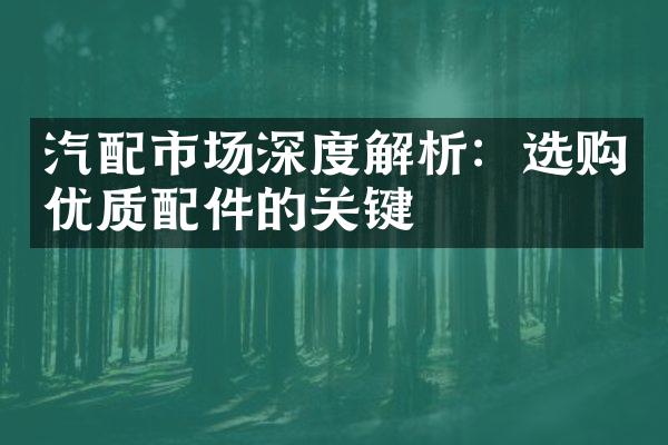 汽配市场深度解析：选购优质配件的关键