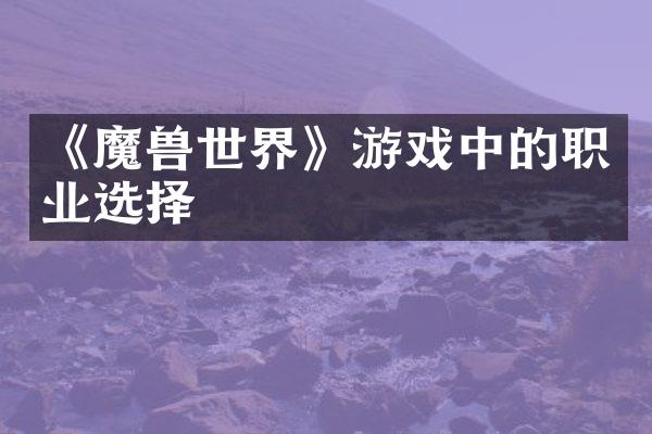 《魔兽世界》游戏中的职业选择