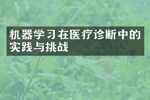 机器学习在医疗诊断中的实践与挑战