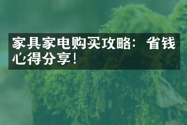 家具家电购买攻略：省钱心得分享！
