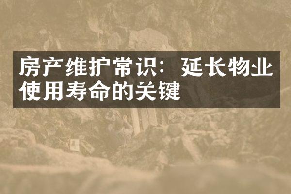 房产维护常识：延长物业使用寿命的关键