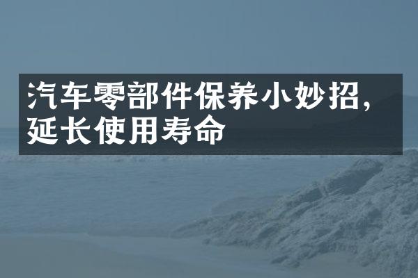 汽车零部件保养小妙招，延长使用寿命