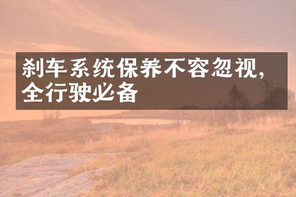 刹车系统保养不容忽视, 安全行驶必备
