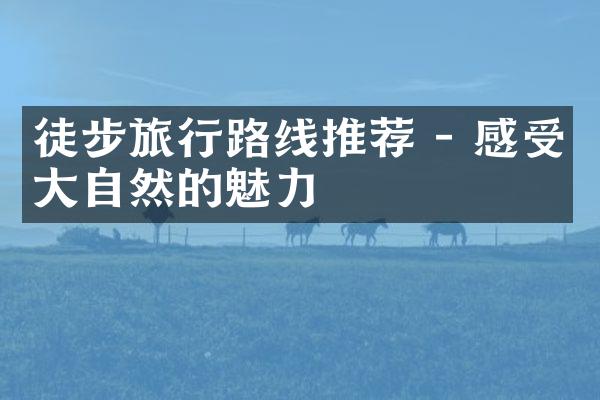 徒步旅行路线推荐 - 感受大自然的魅力