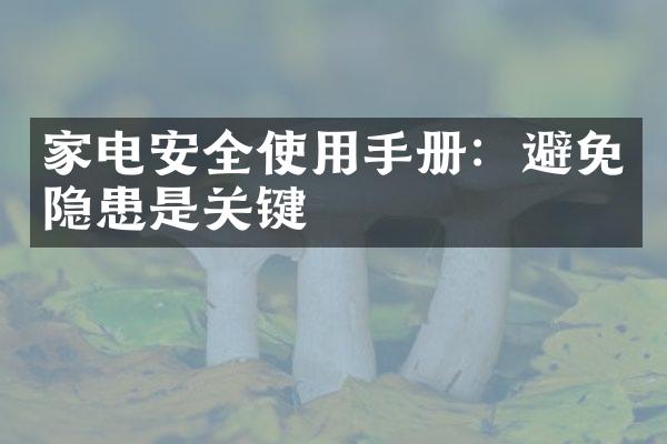 家电安全使用手册：避免隐患是关键