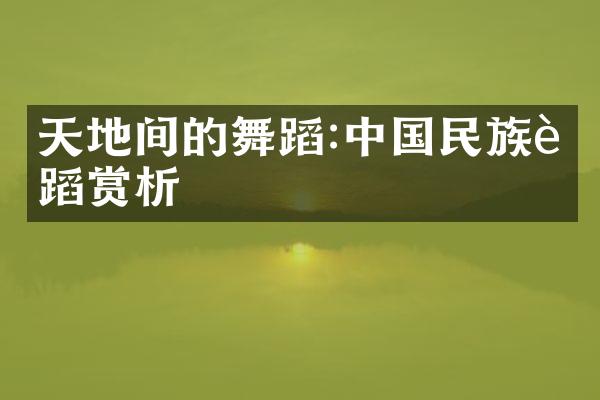 天地间的舞蹈:中国民族舞蹈赏析