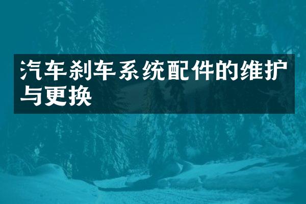 汽车刹车系统配件的维护与更换