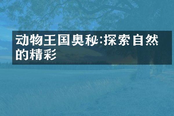 动物王国奥秘:探索自然界的精彩