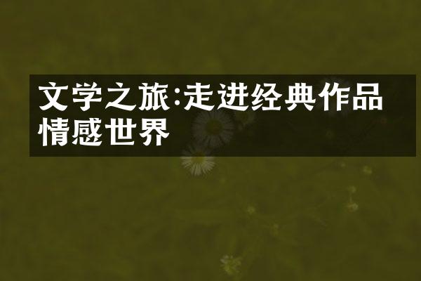 文学之旅:走进经典作品的情感世界