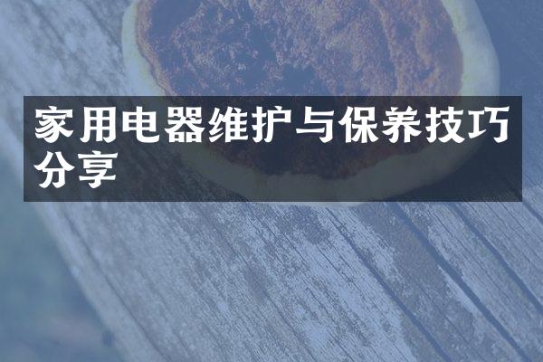 家用电器维护与保养技巧分享
