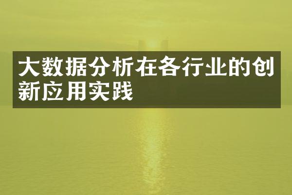 大数据分析在各行业的创新应用实践