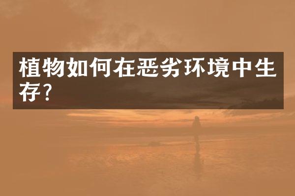 植物如何在恶劣环境中生存?