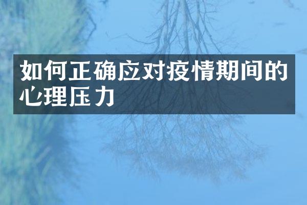 如何正确应对疫情期间的心理压力