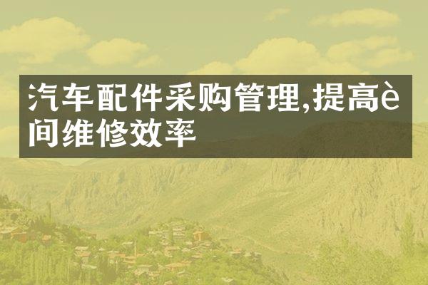 汽车配件采购管理,提高车间维修效率