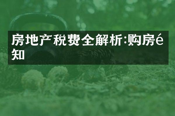 房地产税费全解析:购房需知