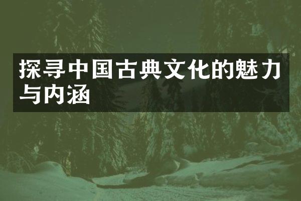探寻中国古典文化的魅力与内涵