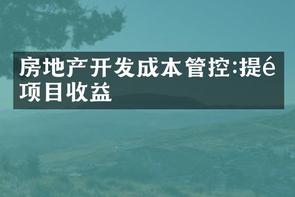 房地产开发成本管控:提高项目收益