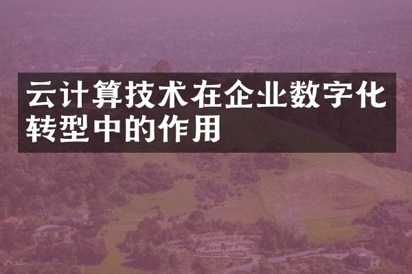 云计算技术在企业数字化转型中的作用
