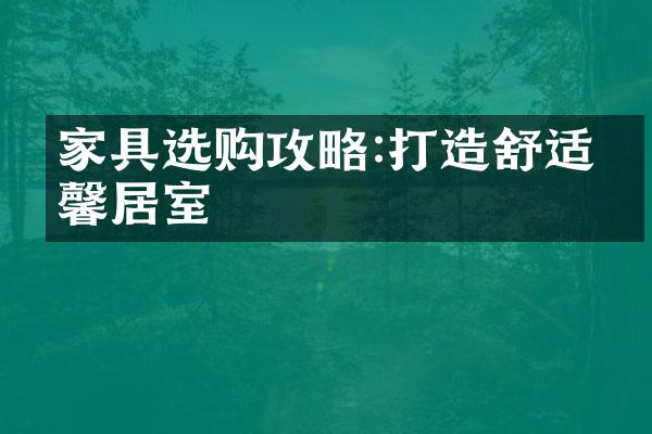 家具选购攻略:打造舒适温馨居室