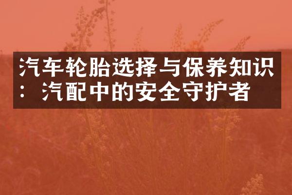 汽车轮胎选择与保养知识：汽配中的安全守护者