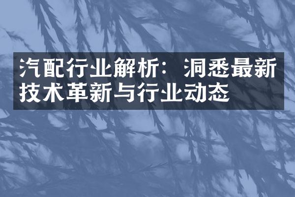 汽配行业解析：洞悉最新技术革新与行业动态