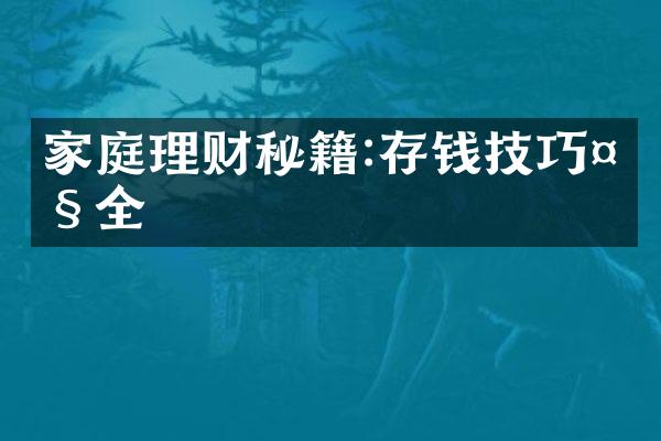 家庭理财秘籍:存钱技巧大全