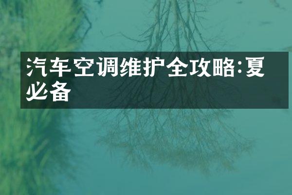 汽车空调维护全攻略:夏季必备