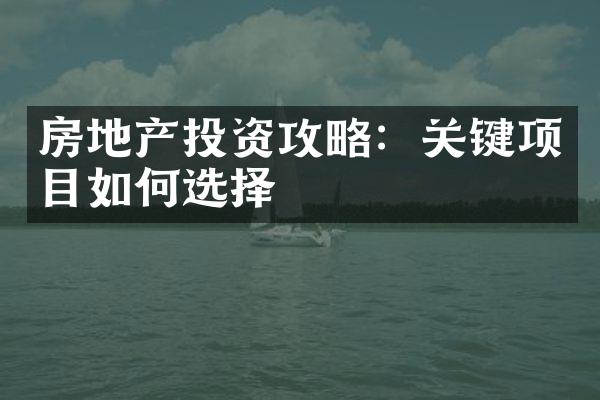 房地产投资攻略：关键项目如何选择